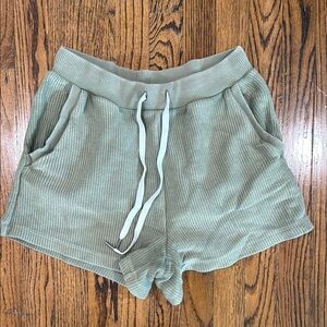 Aerie Green Athletic Shorts with Elastic Waistband